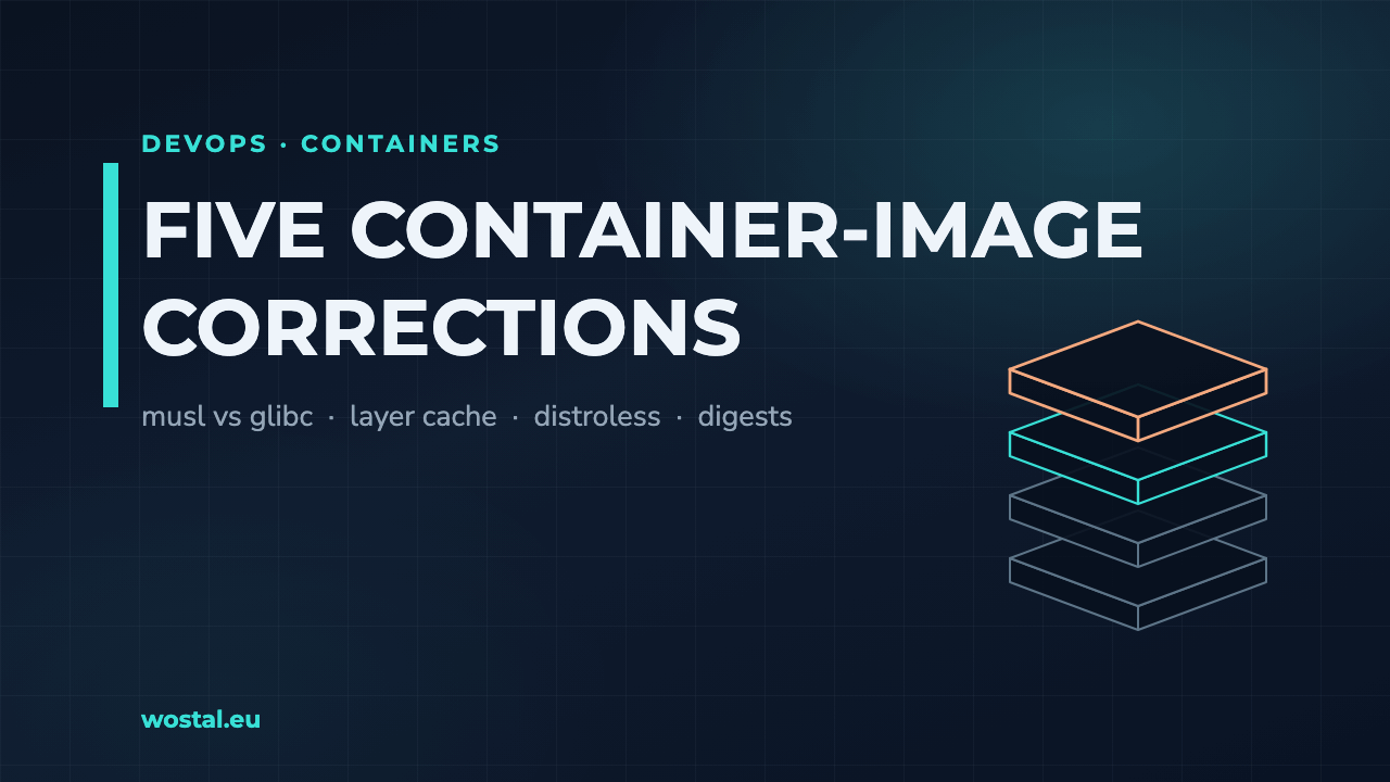 Title card showing an exploded stack of four container image layers - the lower two dimmed as cache hits, the upper two highlighted as rebuilt